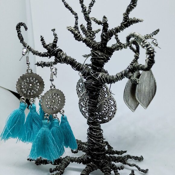 SALE!! 3 Pair BOHO EARRINGS, Silvery BLUE BUNNY'S BOHO BAUBLES - Picture 7 of 12